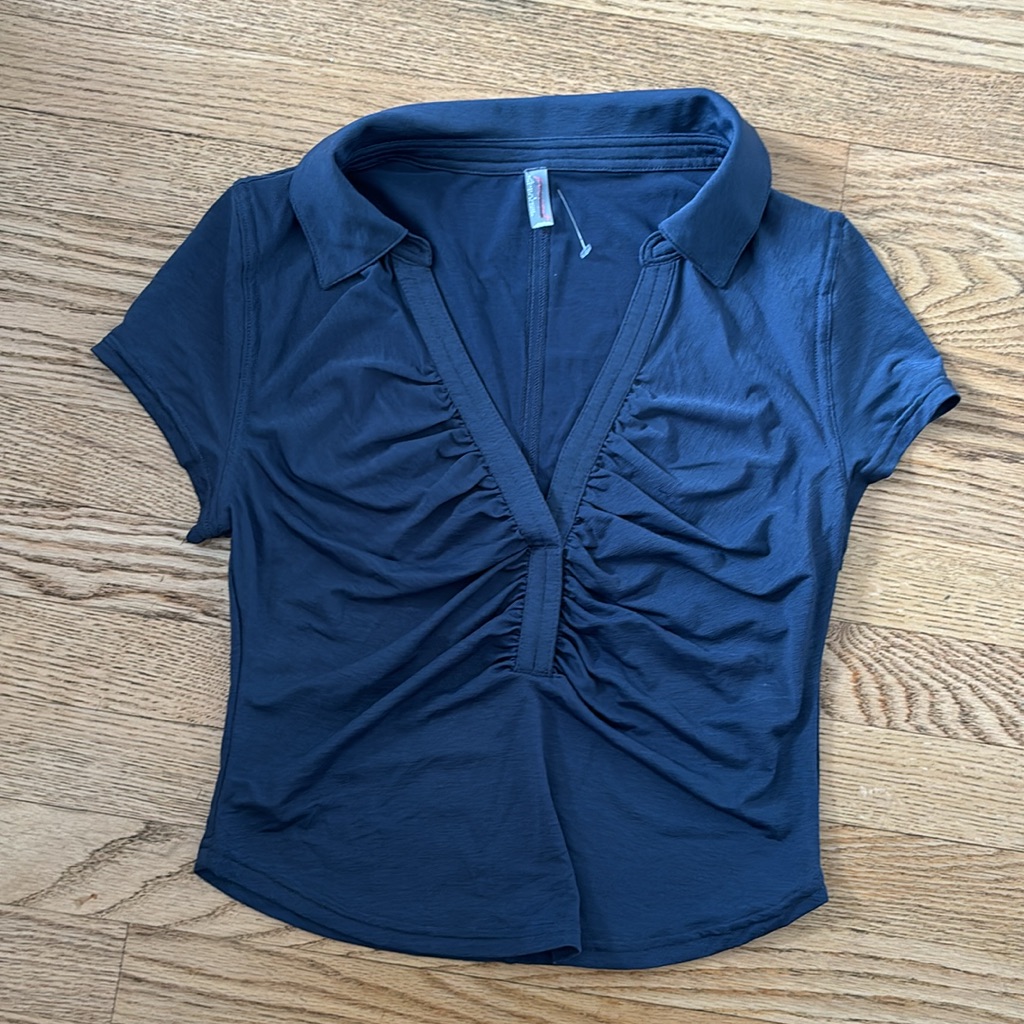 Nwot Fp Movement By Free People On The Fairway Polo Blue Nwot Fp Movement By Free People On The Fairway Polo Blue